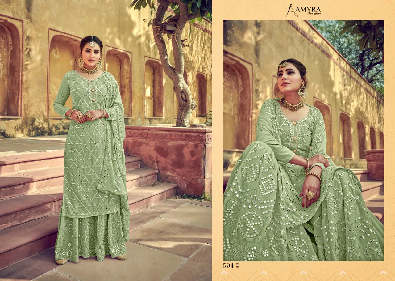 Amyra Nazakat Rich Latest Fancy  Designer Look Heavy Georgette with heavy exclusive mirror embroidery Fastive Wear Salwar Kameez Collection